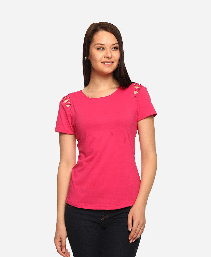 Vvoguish Casual Short Sleeve Solid Women's Top